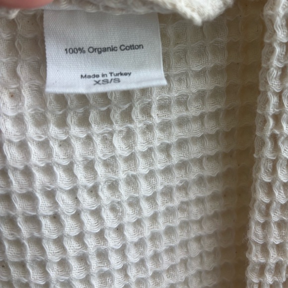 Coyuchi Organic Cotton Waffle Knit Robe XS/S Undyed GOTS spa Bathrobe unisex - Picture 6 of 8